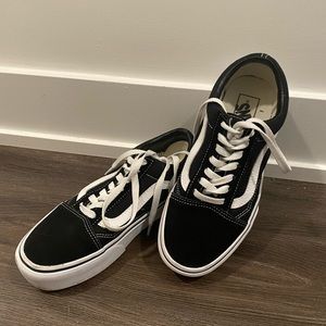 Vans Old Skool Black and White Suede Platform Shoes
